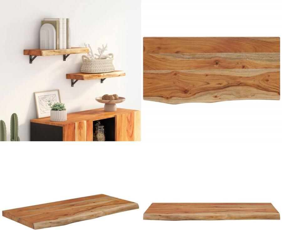 VidaXL Wandschap rechthoekig natuurlijke rand 60x30x2 5 cm acaciahout Wandschap Wandschappen Wandplank Muurplank