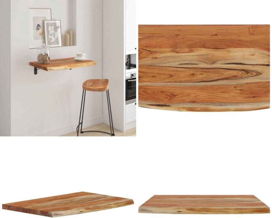 VidaXL Wandschap rechthoekig natuurlijke rand 70x40x2 5 cm acaciahout Wandschap Wandschappen Wandplank Muurplank