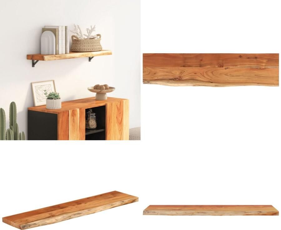 VidaXL Wandschap rechthoekig natuurlijke rand 80x20x3 8 cm acaciahout Wandschap Wandschappen Wandplank Muurplank
