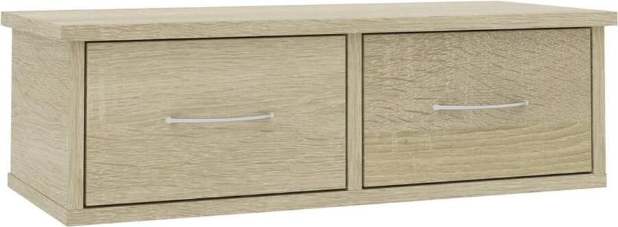 VidaXL Wandschap Sonoma Eiken 60x26x18 5 cm 2 Lades Wandplanken Houten Plank Salontafel Badkamerkast Bergruimte