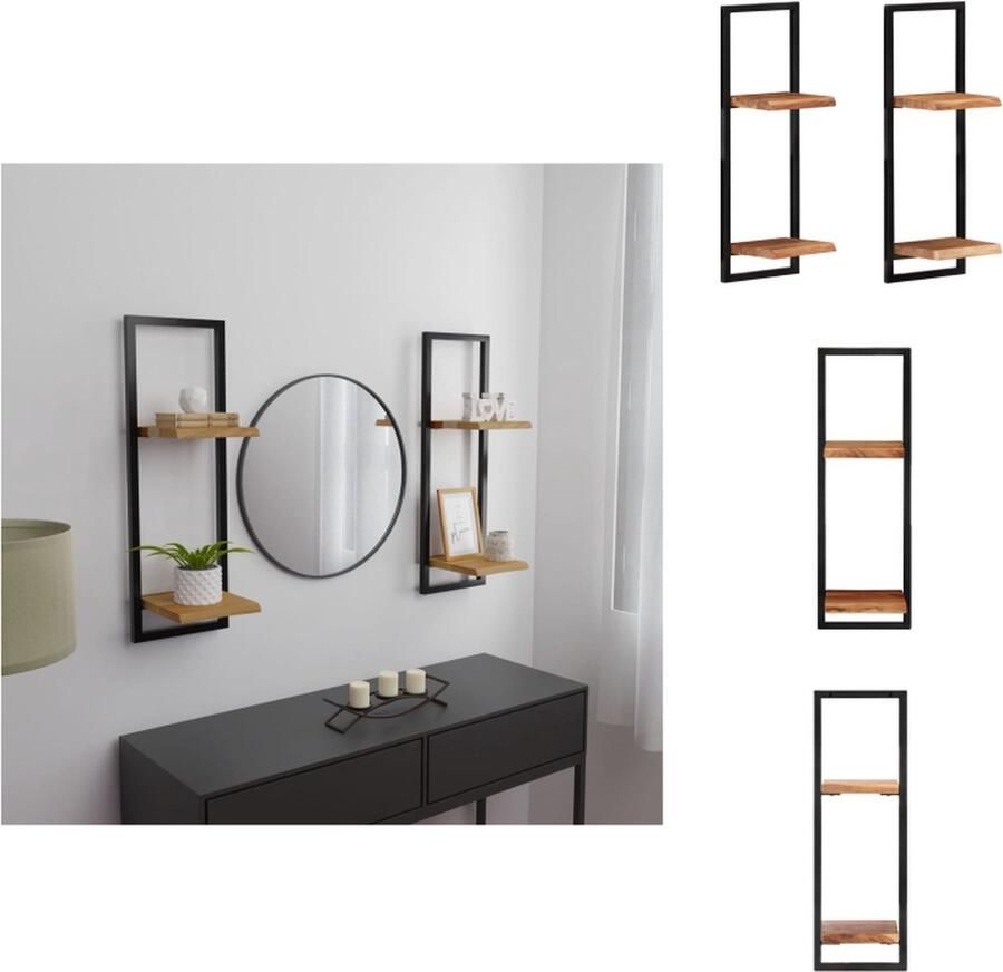 VidaXL Wandschap Wandschappen Massief Houten Schap Wandplank Wandschappen 2 st 25x25x75 cm massief acaciahout en staal