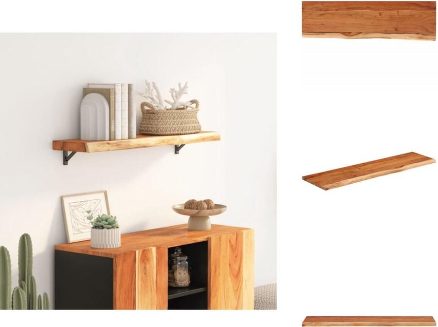 VidaXL Wandschap Wandschappen Wandplank Muurplank Wandschap rechthoekig natuurlijke rand 100x30x3 8 cm acaciahout