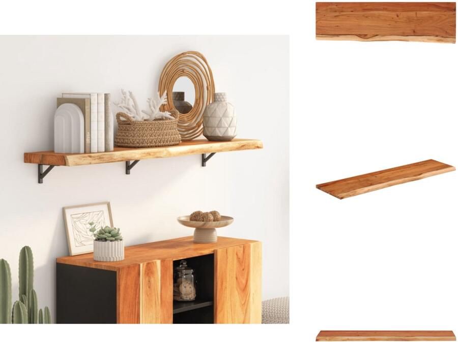 VidaXL Wandschap Wandschappen Wandplank Muurplank Wandschap rechthoekig natuurlijke rand 110x30x2 5 cm acaciahout