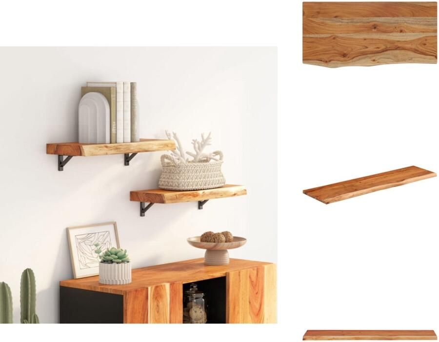 VidaXL Wandschap Wandschappen Wandplank Muurplank Wandschap rechthoekig natuurlijke rand 40x20x2 5 cm acaciahout