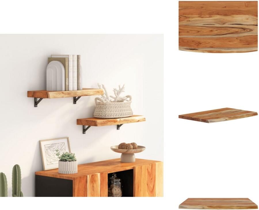 VidaXL Wandschap Wandschappen Wandplank Muurplank Wandschap rechthoekig natuurlijke rand 50x30x2 5 cm acaciahout