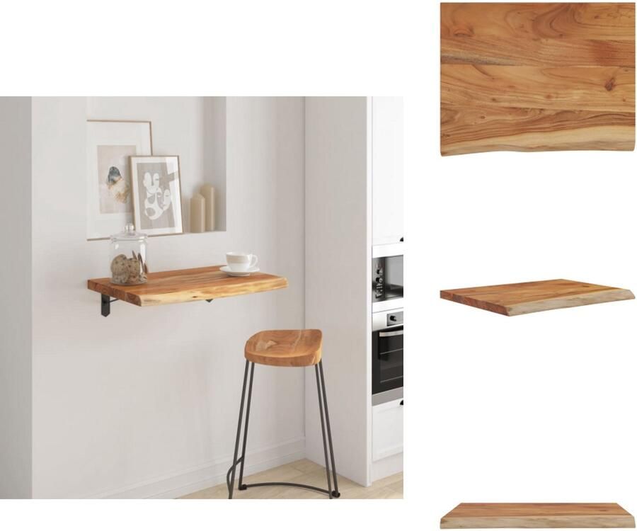 VidaXL Wandschap Wandschappen Wandplank Muurplank Wandschap rechthoekig natuurlijke rand 50x40x2 5 cm acaciahout