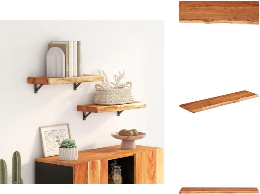 VidaXL Wandschap Wandschappen Wandplank Muurplank Wandschap rechthoekig natuurlijke rand 60x20x3 8 cm acaciahout