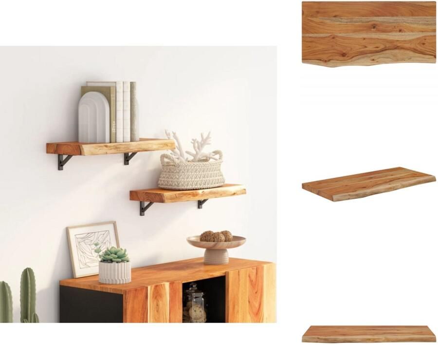 VidaXL Wandschap Wandschappen Wandplank Muurplank Wandschap rechthoekig natuurlijke rand 60x30x2 5 cm acaciahout