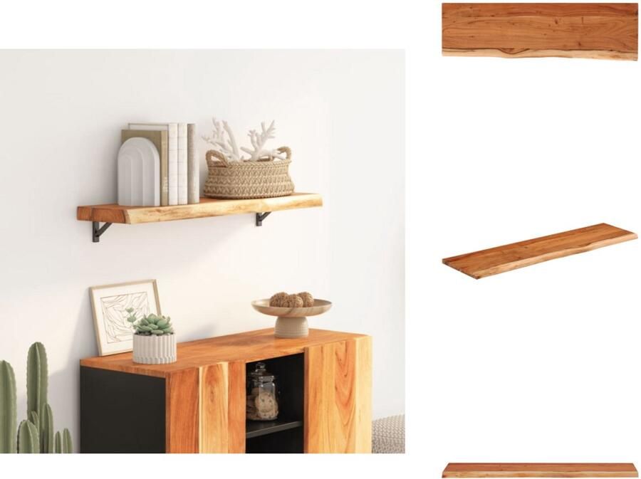 VidaXL Wandschap Wandschappen Wandplank Muurplank Wandschap rechthoekig natuurlijke rand 70x20x3 8 cm acaciahout