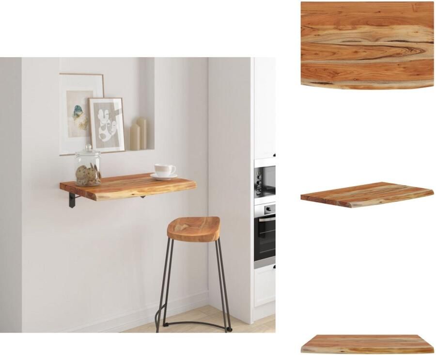 VidaXL Wandschap Wandschappen Wandplank Muurplank Wandschap rechthoekig natuurlijke rand 70x40x3 8 cm acaciahout