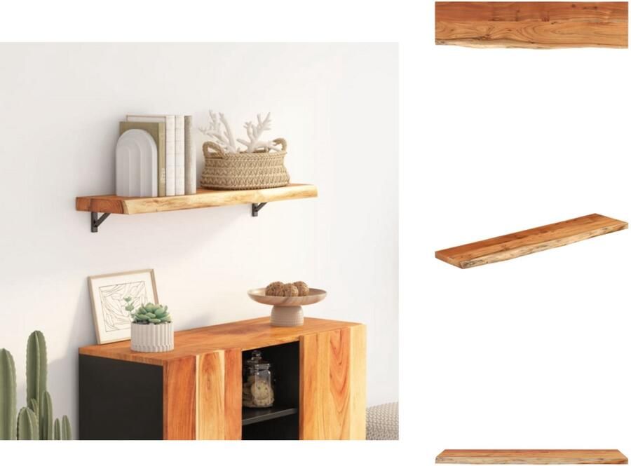 VidaXL Wandschap Wandschappen Wandplank Muurplank Wandschap rechthoekig natuurlijke rand 80x20x2 5 cm acaciahout
