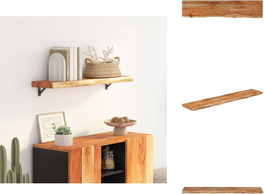 VidaXL Wandschap Wandschappen Wandplank Muurplank Wandschap rechthoekig natuurlijke rand 90x20x2 5 cm acaciahout