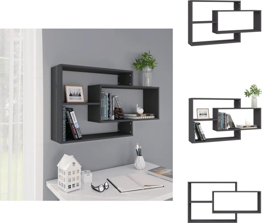 VidaXL Wandschap Wandschappen Wandplank Wandplanken Wandschappen 104x20x58-5 cm bewerkt hout grijs