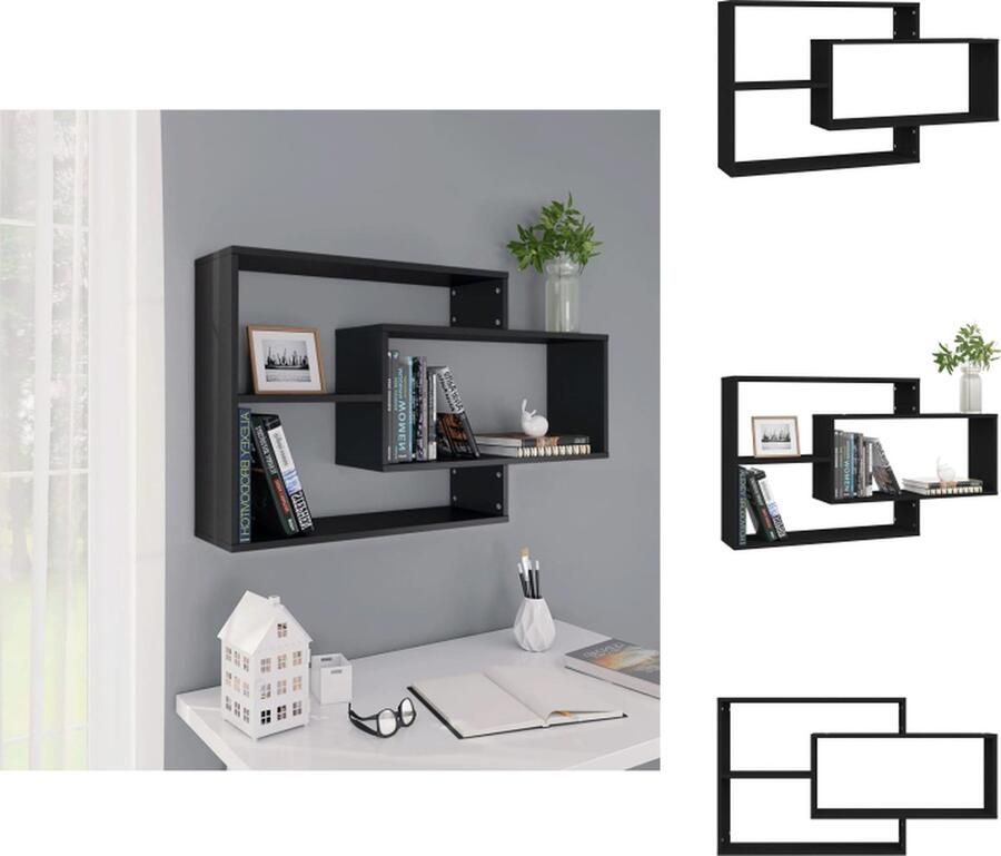 VidaXL Wandschap Wandschappen Wandplank Wandplanken Wandschappen 104x20x58 5 cm bewerkt hout zwart