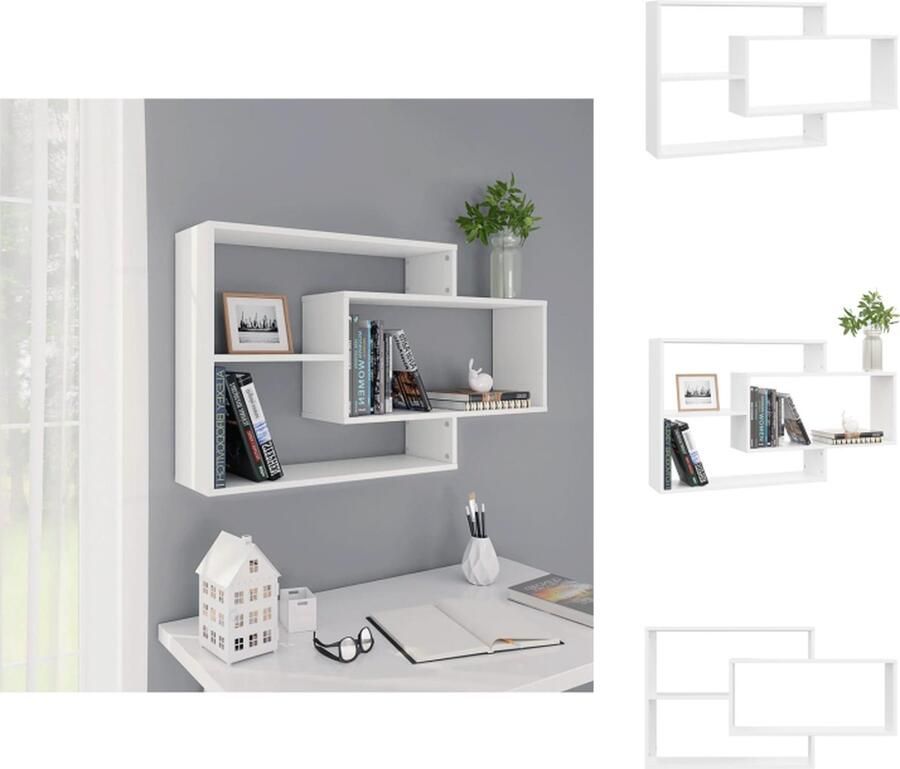 VidaXL Wandschap Wandschappen Wandplank Wandplanken Wandschappen 104x20x58-5 cm bewerkt hout wit