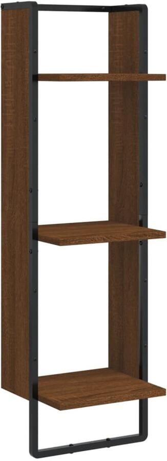 VidaXL Wandschap Wandschappen Wandplank Wandrek 3-laags 30x25x100 cm bewerkt hout bruin eikenkleur