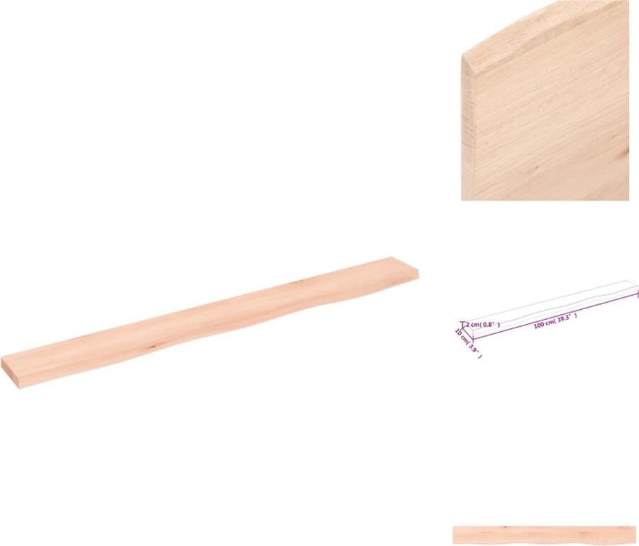 VidaXL Wandschap Wandschappen Wandplank Wandrek Wandschap 100x10x2 cm onbehandeld massief eikenhout