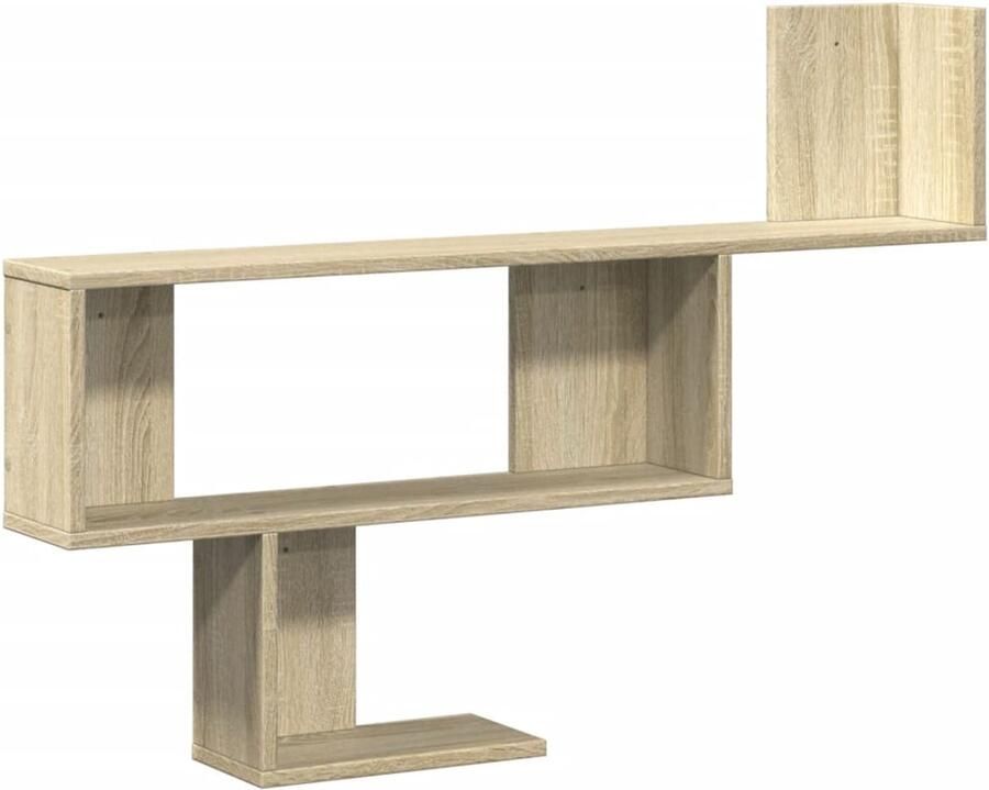 The Living Store Wandschap 100x15x70 cm bewerkt hout sonoma eikenkleurig Wandplank Houten Plank Opslagoplossing Muurschaps Minimalistisch Design