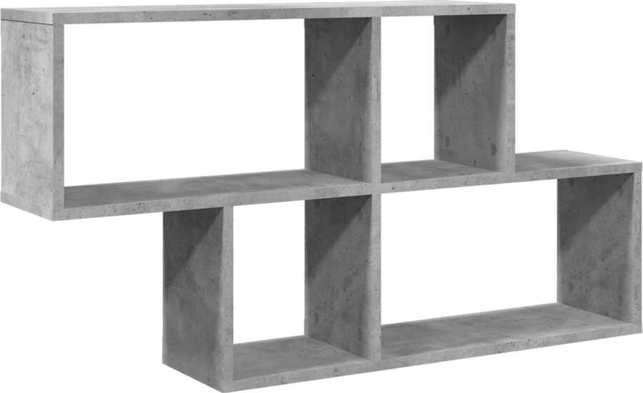 VidaXL Wandschap 100x20x53 cm bewerkt hout betongrijs Wandschap Wandschappen Wandplank Wandrek