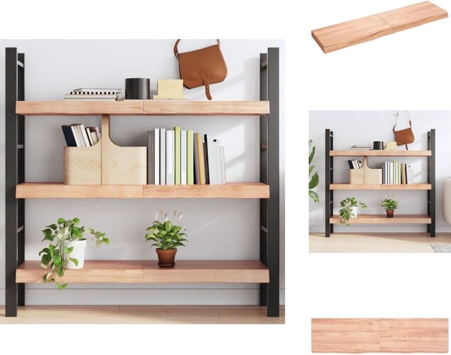 VidaXL Wandschap Wandschappen Wandplank Wandrek Wandschap 120x30x(2-6)cm behandeld massief eikenhout lichtbruin
