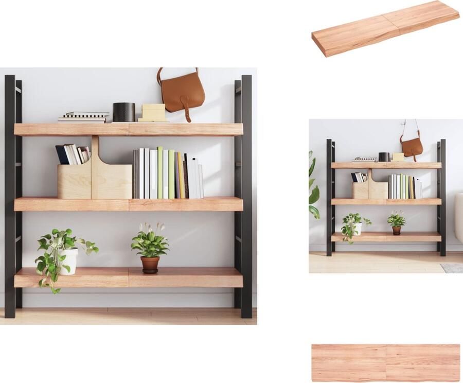 VidaXL Wandschap Wandschappen Wandplank Wandrek Wandschap 120x30x(2-6)cm behandeld massief eikenhout lichtbruin - Foto 2