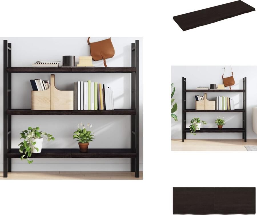VidaXL Wandschap Wandschappen Wandplank Wandrek Wandschap 120x40x4 cm behandeld massief eikenhout donkergrijs - Foto 2