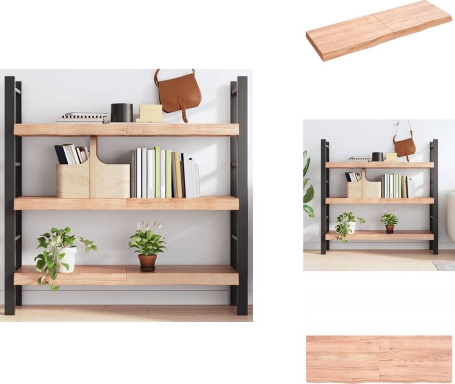 VidaXL Wandschap Wandschappen Wandplank Wandrek Wandschap 120x40x(2-6)cm behandeld massief eikenhout lichtbruin - Foto 2