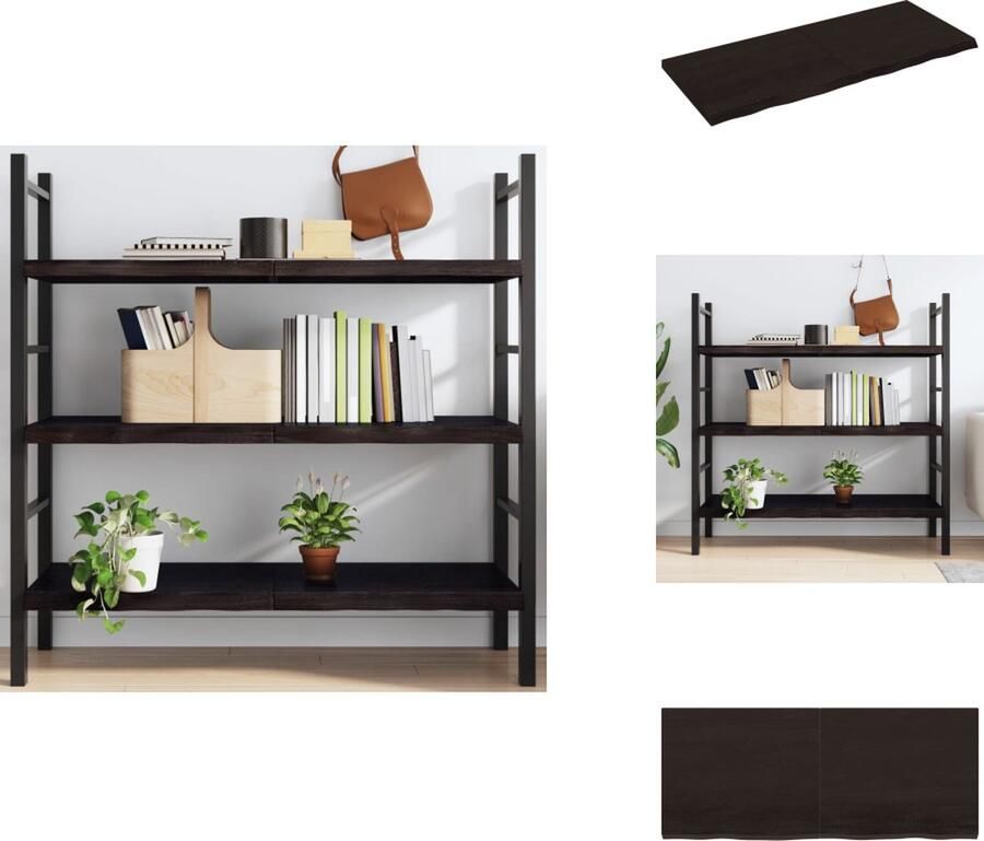 VidaXL Wandschap Wandschappen Wandplank Wandrek Wandschap 120x50x4 cm behandeld massief eikenhout donkergrijs - Foto 2