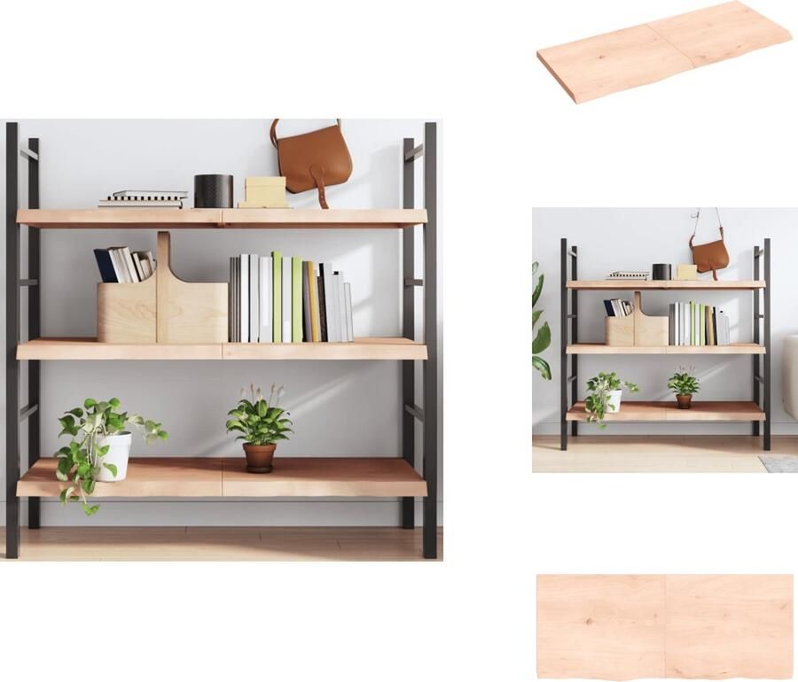 VidaXL Wandschap Wandschappen Wandplank Wandrek Wandschap 120x50x(2-4) cm onbehandeld massief eikenhout - Foto 2