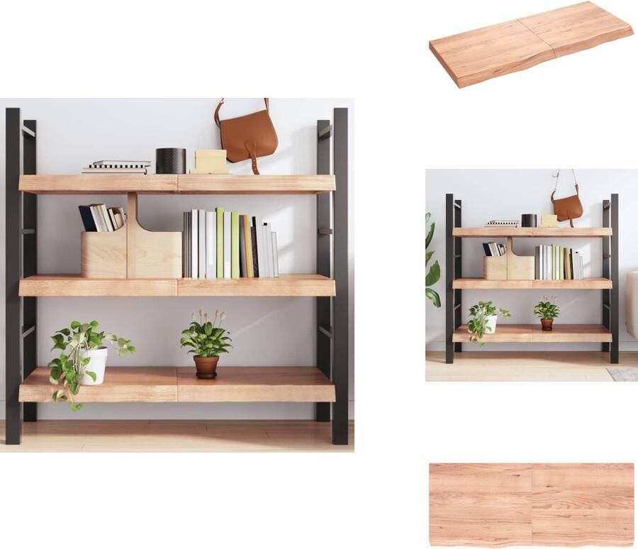 VidaXL Wandschap Wandschappen Wandplank Wandrek Wandschap 120x50x(2-6)cm behandeld massief eikenhout lichtbruin - Foto 2
