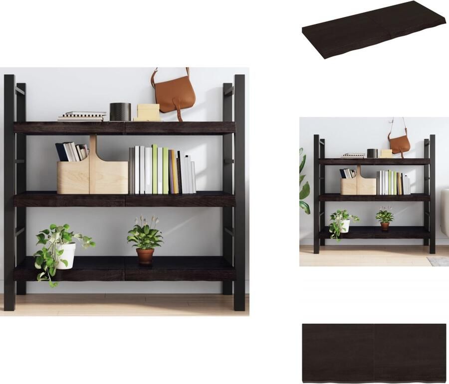 VidaXL Wandschap Wandschappen Wandplank Wandrek Wandschap 120x50x6 cm behandeld massief eikenhout donkergrijs - Foto 2