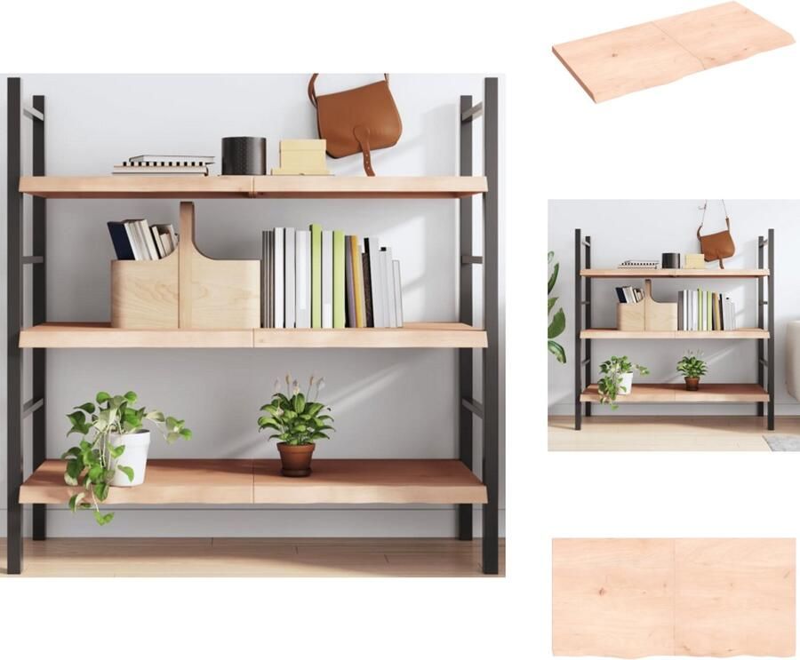 VidaXL Wandschap 120x60x(2-4) cm onbehandeld massief eikenhout Wandschap Wandschappen Wandplank Wandrek
