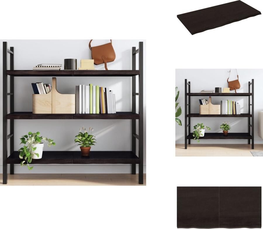 VidaXL Wandschap Wandschappen Wandplank Wandrek Wandschap 120x60x4 cm behandeld massief eikenhout donkergrijs - Foto 2