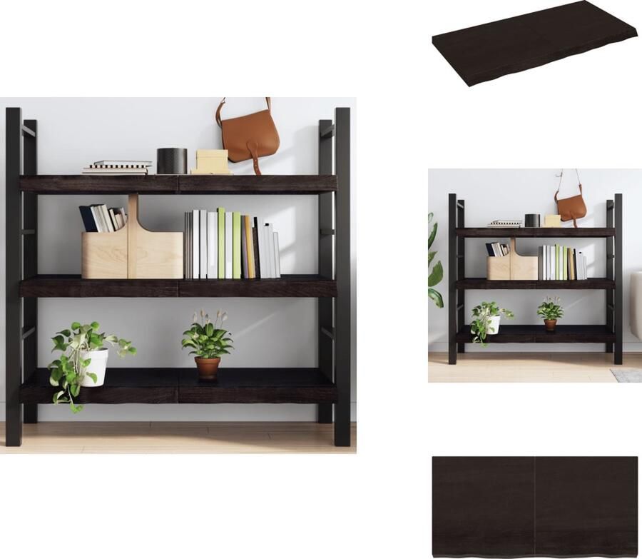 VidaXL Wandschap Wandschappen Wandplank Wandrek Wandschap 120x60x6 cm behandeld massief eikenhout donkergrijs - Foto 2