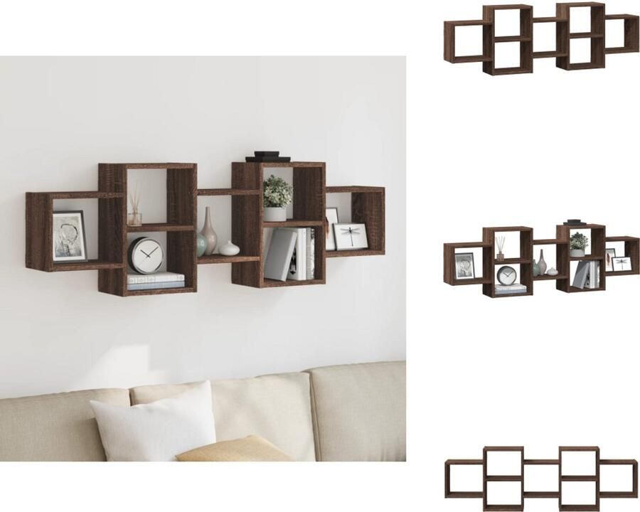 VidaXL Wandschap Wandschappen Wandplank Wandrek Wandschap 129x18x42 cm bewerkt hout bruin eikenkleurig