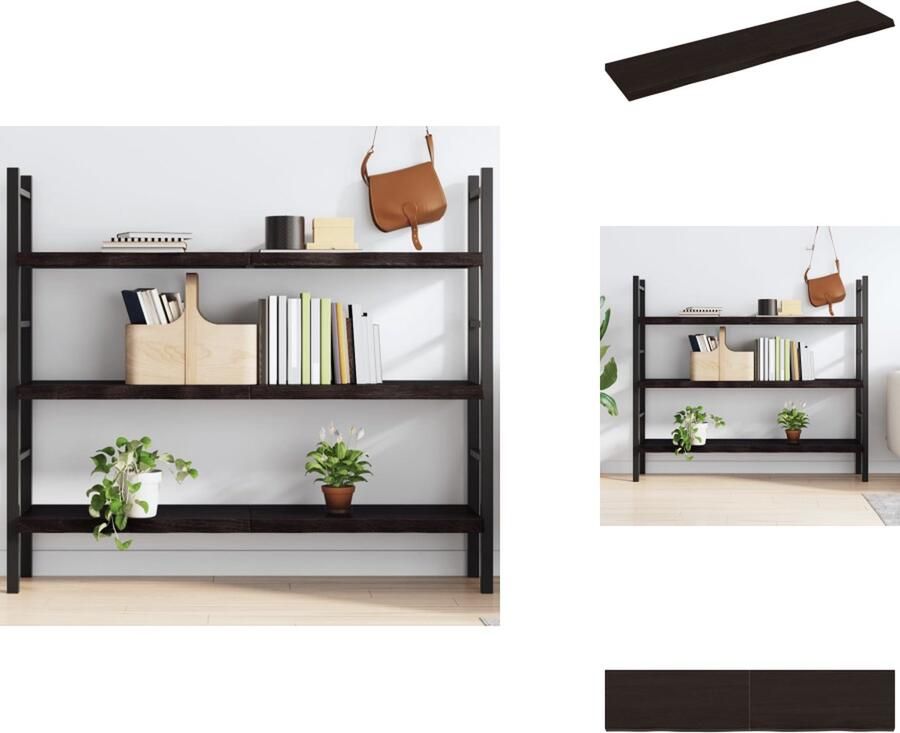 VidaXL Wandschap Wandschappen Wandplank Wandrek Wandschap 140x30x4 cm behandeld massief eikenhout donkergrijs - Foto 2