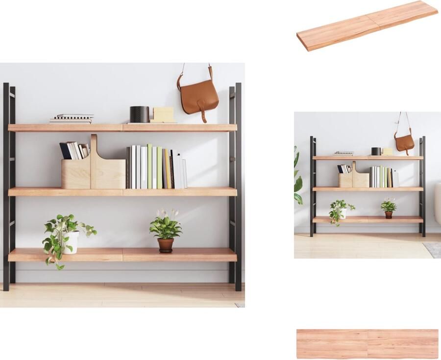 VidaXL Wandschap Wandschappen Wandplank Wandrek Wandschap 140x30x4 cm behandeld massief eikenhout lichtbruin