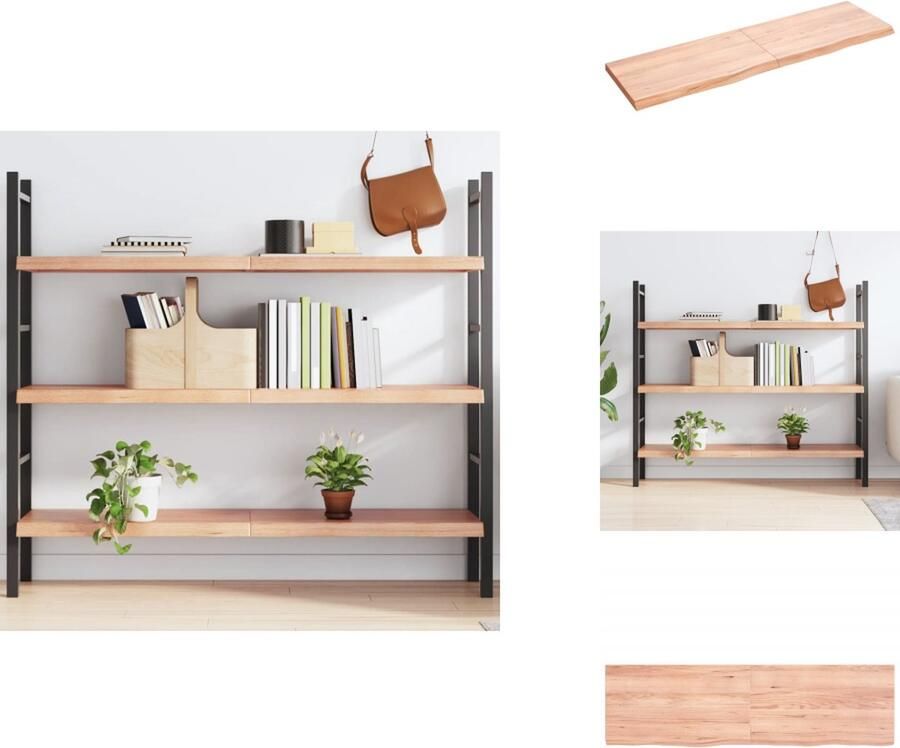 VidaXL Wandschap Wandschappen Wandplank Wandrek Wandschap 140x40x4 cm behandeld massief eikenhout lichtbruin
