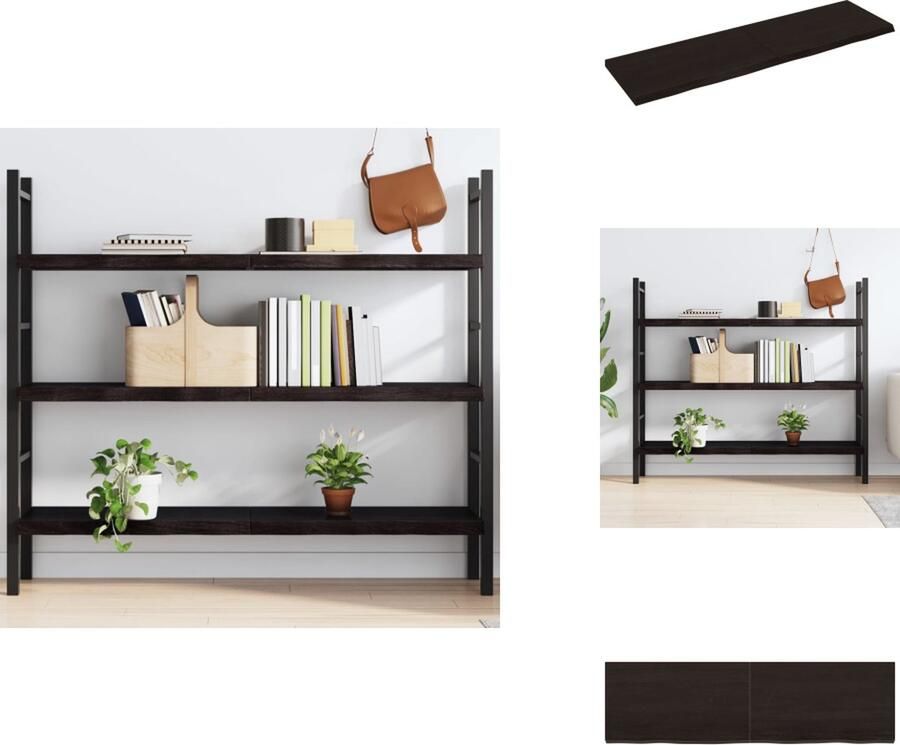 VidaXL Wandschap Wandschappen Wandplank Wandrek Wandschap 140x40x4 cm behandeld massief eikenhout donkergrijs - Foto 2
