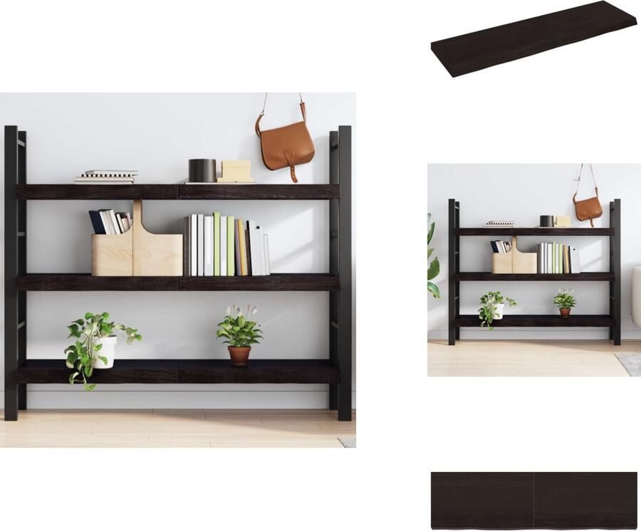 VidaXL Wandschap Wandschappen Wandplank Wandrek Wandschap 140x40x6 cm behandeld massief eikenhout donkergrijs - Foto 2