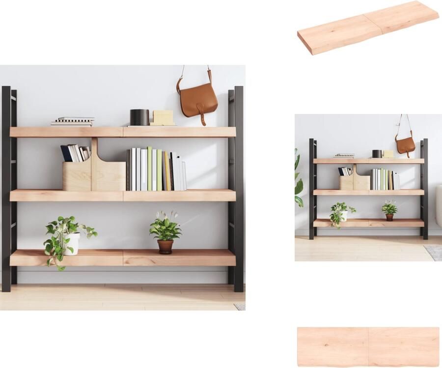 VidaXL Wandschap Wandschappen Wandplank Wandrek Wandschap 140x40x(2-6) cm onbehandeld massief eikenhout - Foto 2