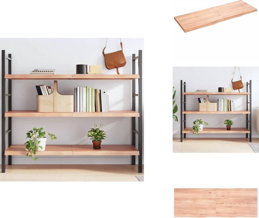 VidaXL Wandschap Wandschappen Wandplank Wandrek Wandschap 140x50x(2-4)cm behandeld massief eikenhout lichtbruin - Foto 2