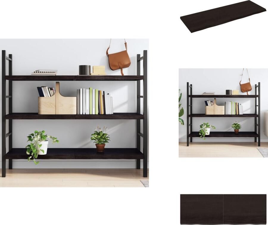 VidaXL Wandschap Wandschappen Wandplank Wandrek Wandschap 140x50x4 cm behandeld massief eikenhout donkergrijs - Foto 2
