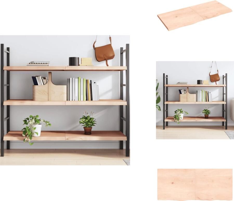 VidaXL Wandschap Wandschappen Wandplank Wandrek Wandschap 140x60x(2-4) cm onbehandeld massief eikenhout - Foto 2