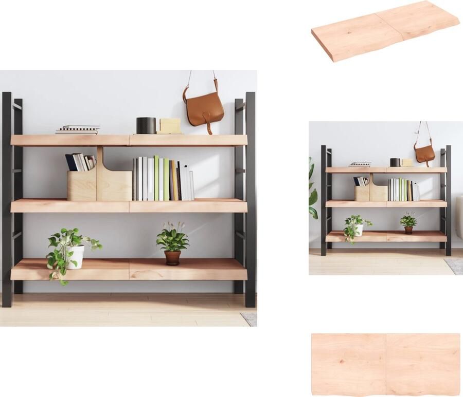 VidaXL Wandschap Wandschappen Wandplank Wandrek Wandschap 140x60x(2-6) cm onbehandeld massief eikenhout - Foto 2
