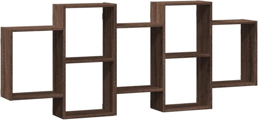 The Living Store Wandschap 159x18x65 cm bewerkt hout bruin eikenkleurig Wandplank Houten Plank Opbergplanken Muurkastje Minimalistisch Design