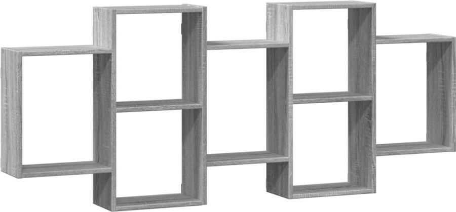 The Living Store Wandschap 159x18x65 cm bewerkt hout grijs sonoma eikenkleurig Wandplank Houten Plank Opbergplanken Muurschaps Minimalistisch Meubilair