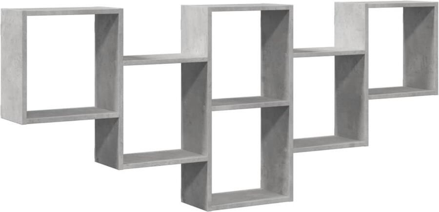 The Living Store Wandschap 159x18x66 cm bewerkt hout betongrijs Wandplank Houten Plank Opslagoplossing Minimalistisch Design Zwevend Rek