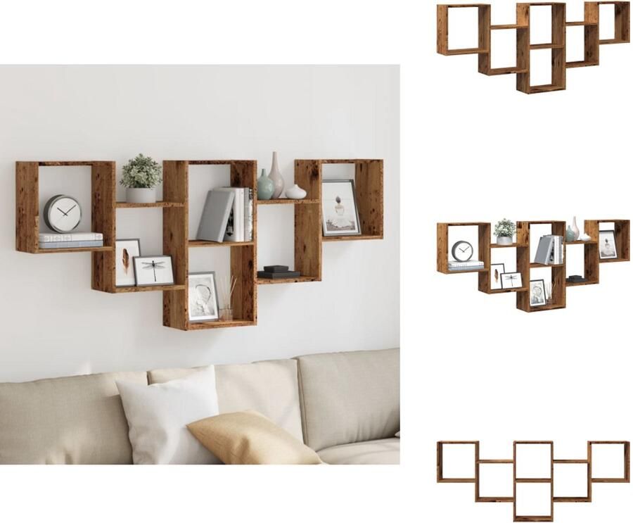 VidaXL Wandschap Wandschappen Wandplank Wandrek Wandschap 159x18x66 cm bewerkt hout oud houtkleurig