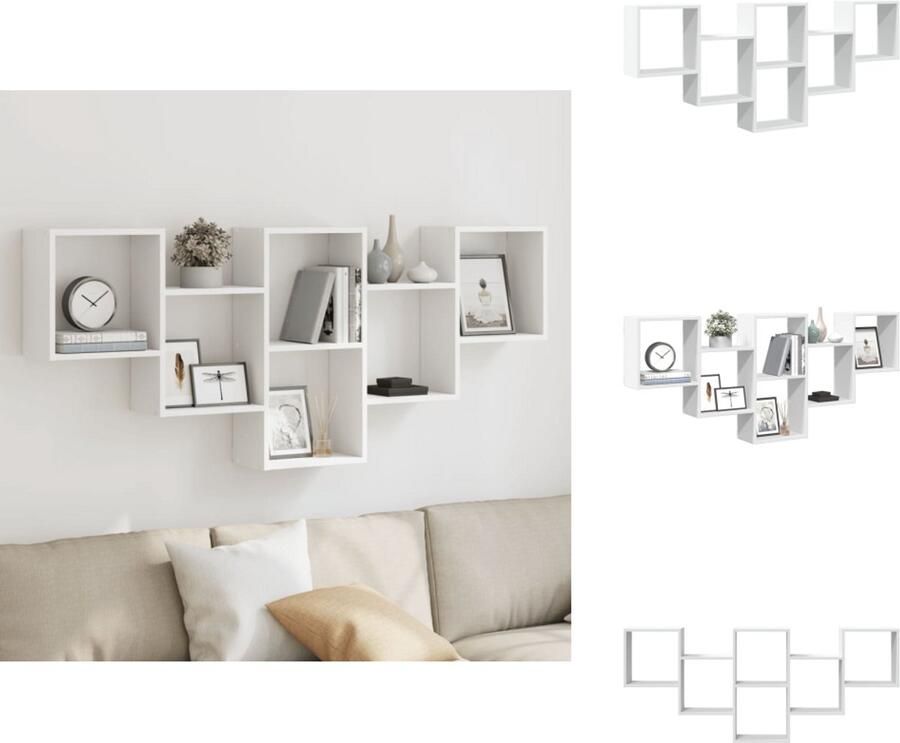 VidaXL Wandschap Wandschappen Wandplank Wandrek Wandschap 159x18x66 cm bewerkt hout wit